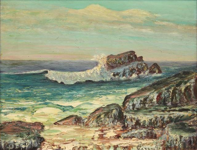 ROCKY BEACH SEASCAPE OIL
