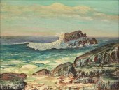 ROCKY BEACH SEASCAPE OIL PAINT