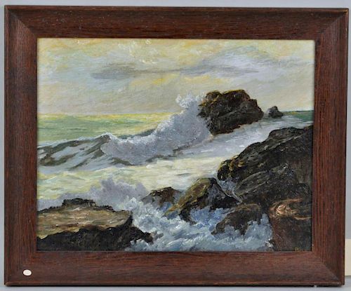 ROCKY NE COASTAL SCENE, SIGNED