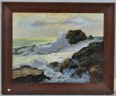 ROCKY NE COASTAL SCENE, SIGNED