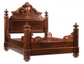 ROCOCO CARVED MAHOGANY BEDSTEA