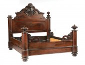ROCOCO CARVED ROSEWOOD BEDSTEA