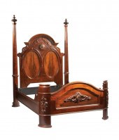 ROCOCO CARVED ROSEWOOD BEDSTEA