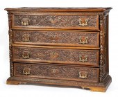 ROCOCO CARVED WALNUT CHEST OF