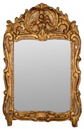 ROCOCO GILTWOOD MIRROR, 18TH C