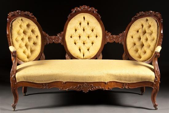 Rococo Revival carved walnut