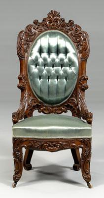 Rococo revival carved walnut chair,