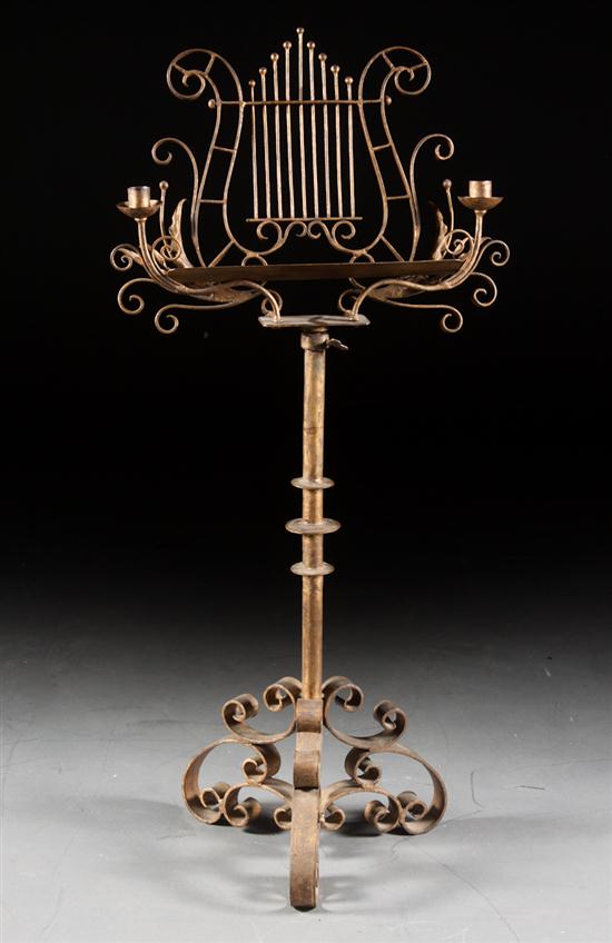 Rococo Revival gilt-metal lyre-back
