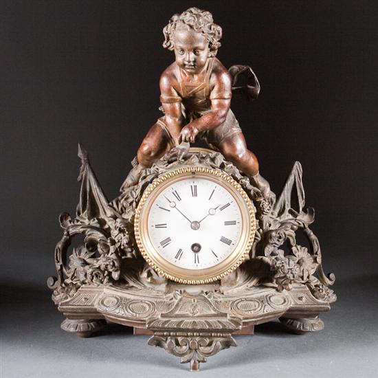 Rococo Revival patinated spelter