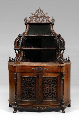 Rococo revival rosewood étagère,