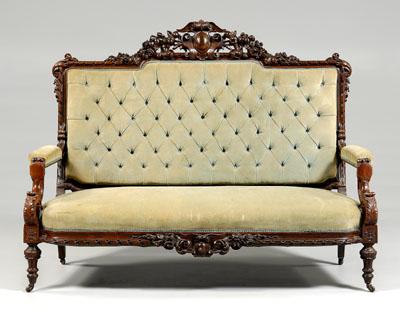 Rococo revival rosewood settee,