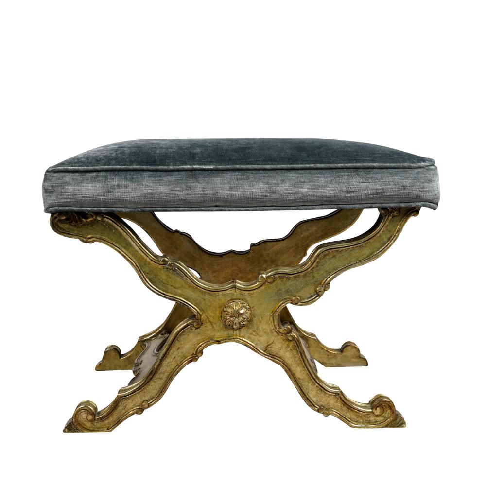 ROCOCO SILVER GILT BENCHthe seat:
