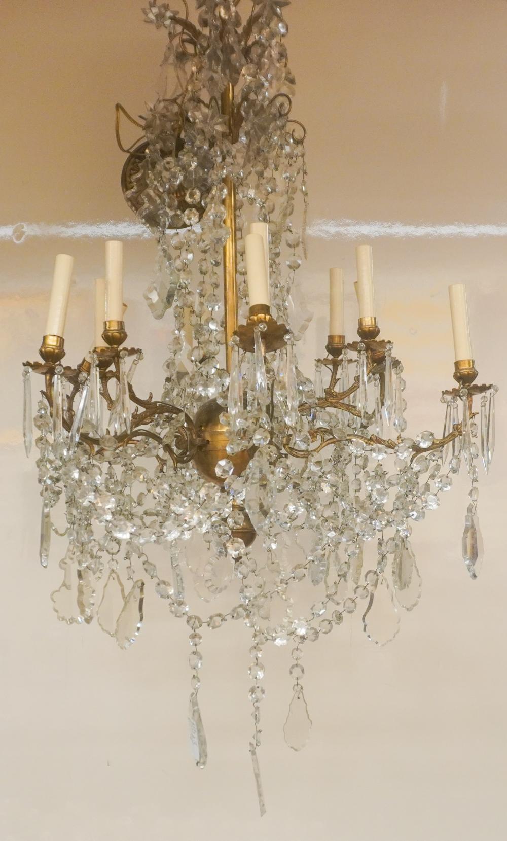 ROCOCO STYLE BRASS AND CUT GLASS