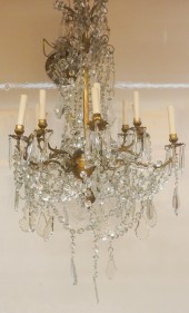 ROCOCO STYLE BRASS AND CUT GLA