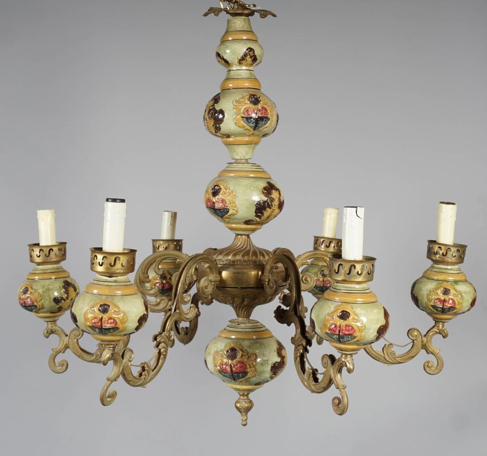 ROCOCO STYLE BRASS AND FAIENCE