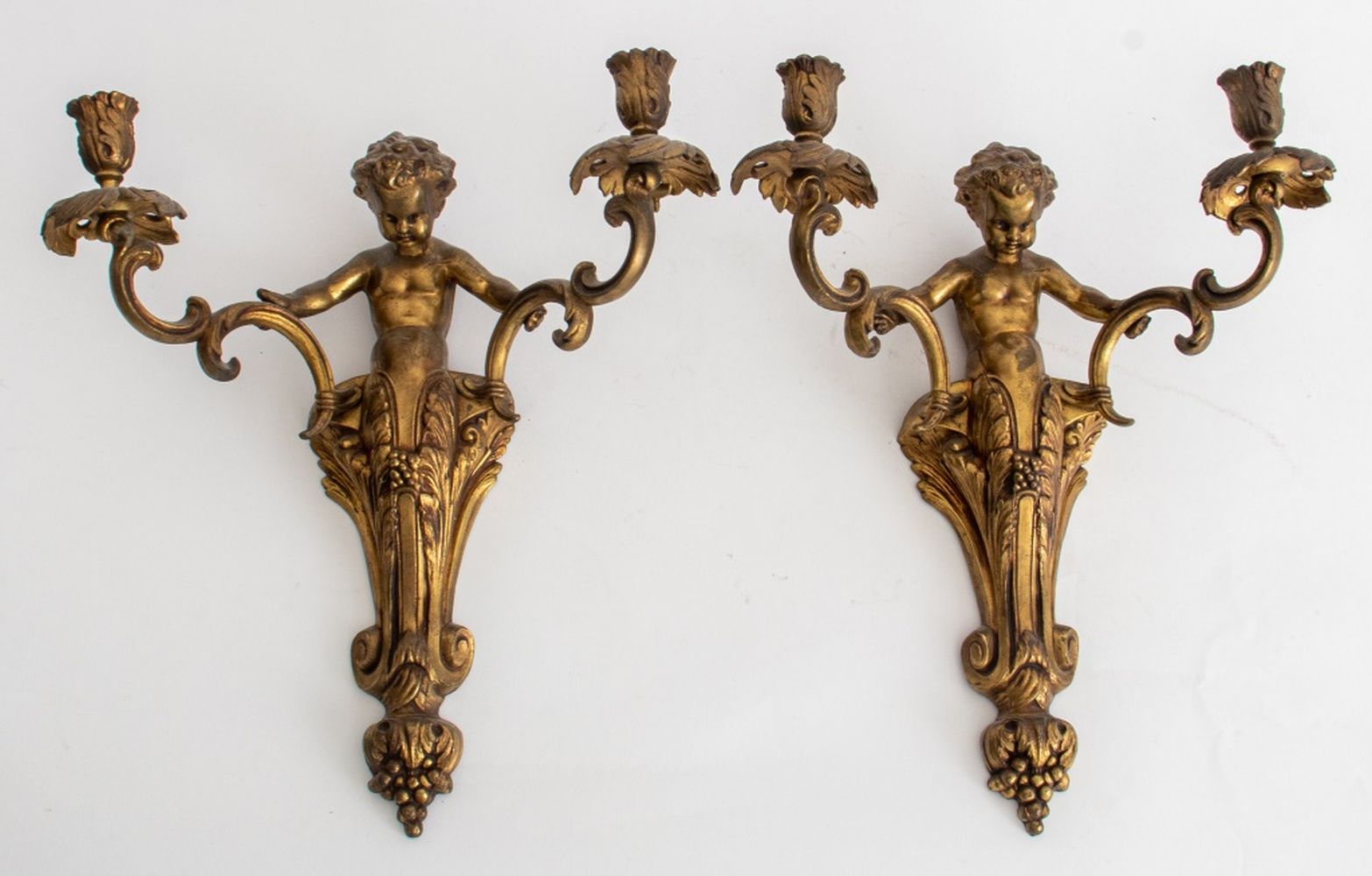 ROCOCO STYLE BRONZE CANDLE SCONCES,