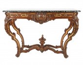 ROCOCO-STYLE CARVED WOOD MARBL