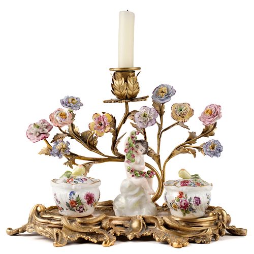 ROCOCO STYLE GILT BRONZE CANDELABRA