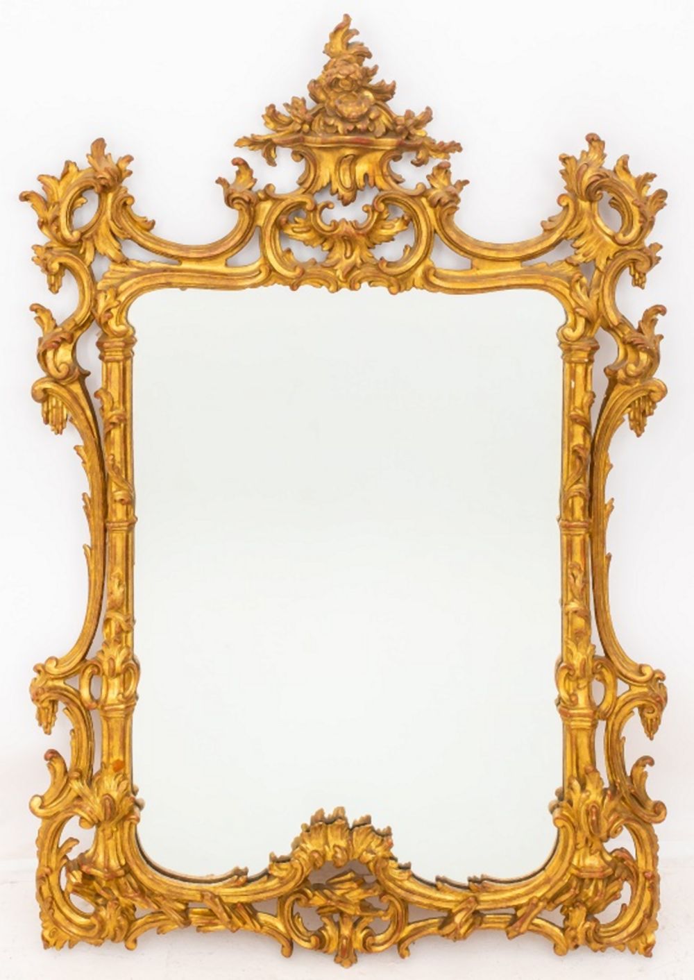 ROCOCO STYLE GILT WOOD MIRROR, 20TH