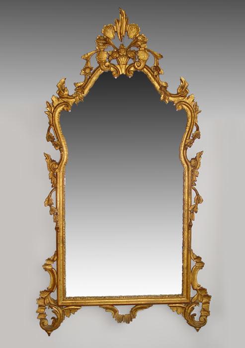 ROCOCO STYLE GOLD GILT WOOD MIRROR: