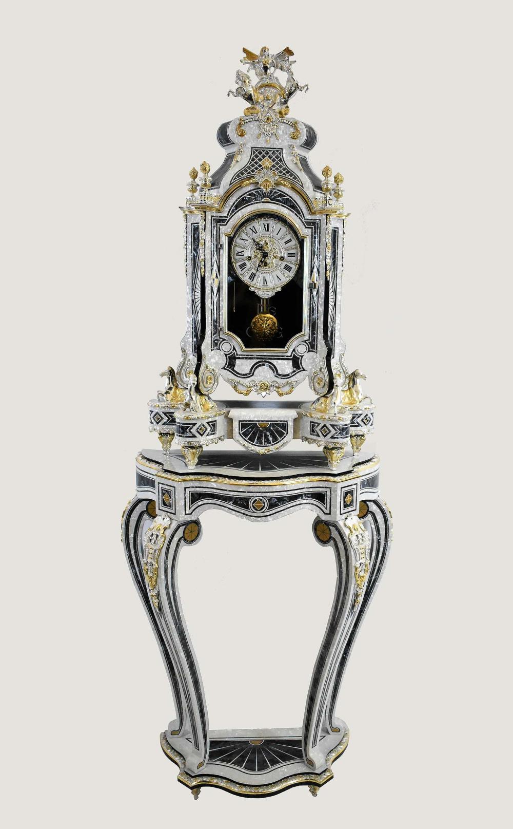 ROCOCO STYLE METAL CLOCK AND