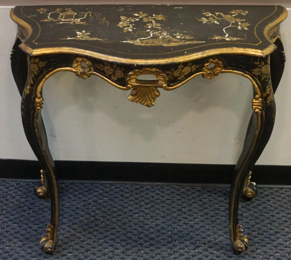 ROCOCO STYLE PARTIAL GILT AND BLACK