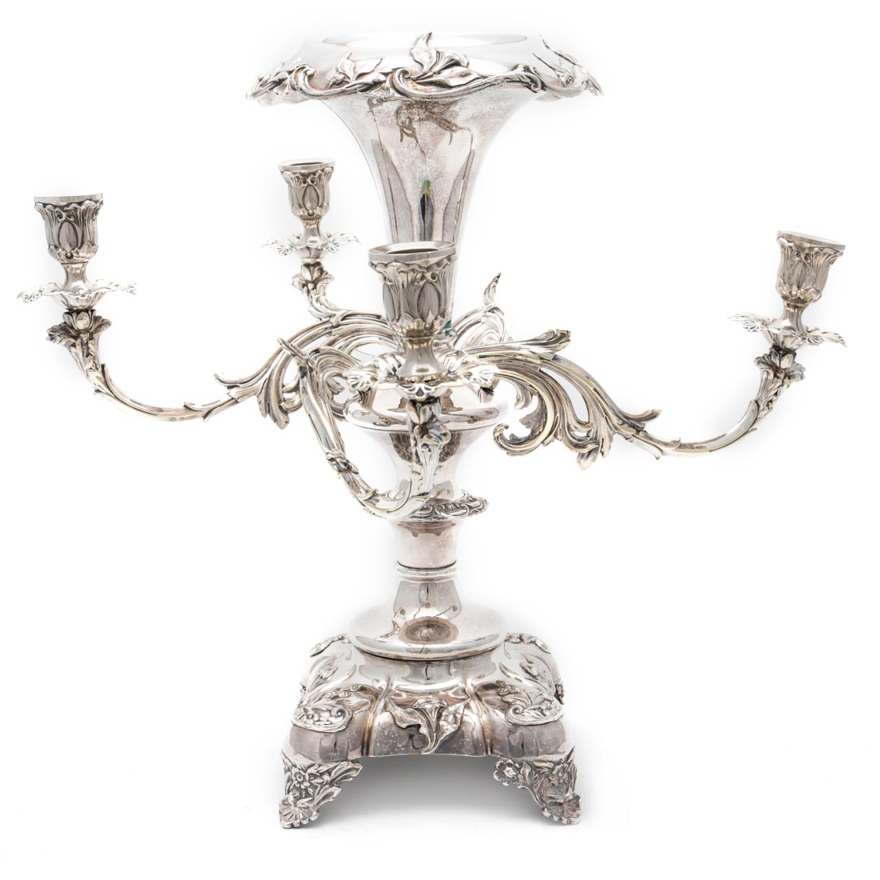 ROCOCO STYLE SILVERPLATE FOUR-LIGHT