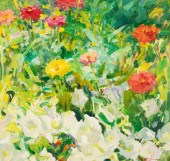 ROD GOEBEL, ZINNIAS AND PETUNI
