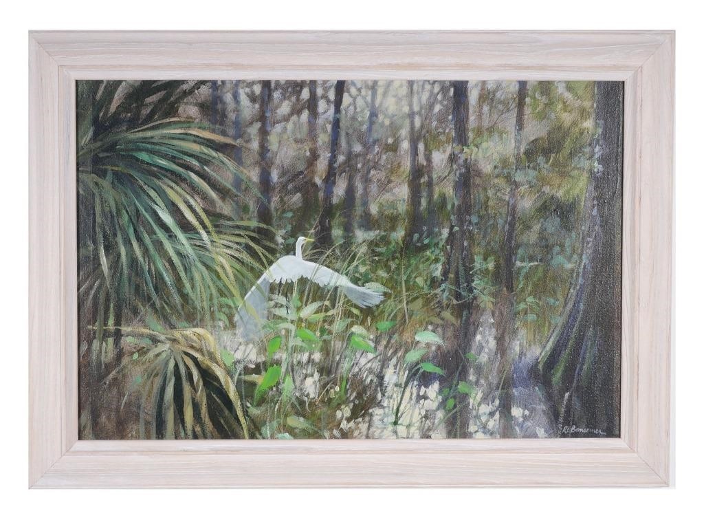 ROGER BANSEMER, EGRET IN WETLAND,