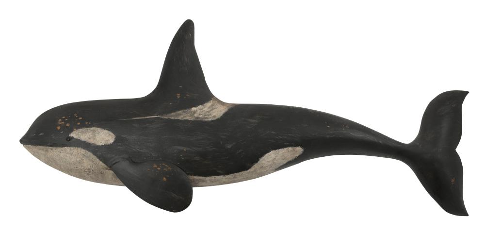 ROGER MITCHELL CARVED WOODEN ORCA