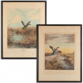 ROLAND CLARK, PAIR SIGNED DUCK