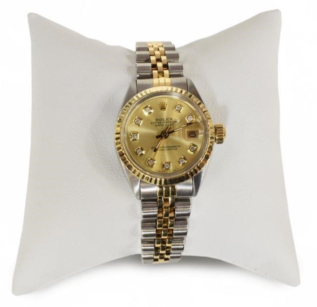 ROLEX LADIES DIAMOND-ACCENTED