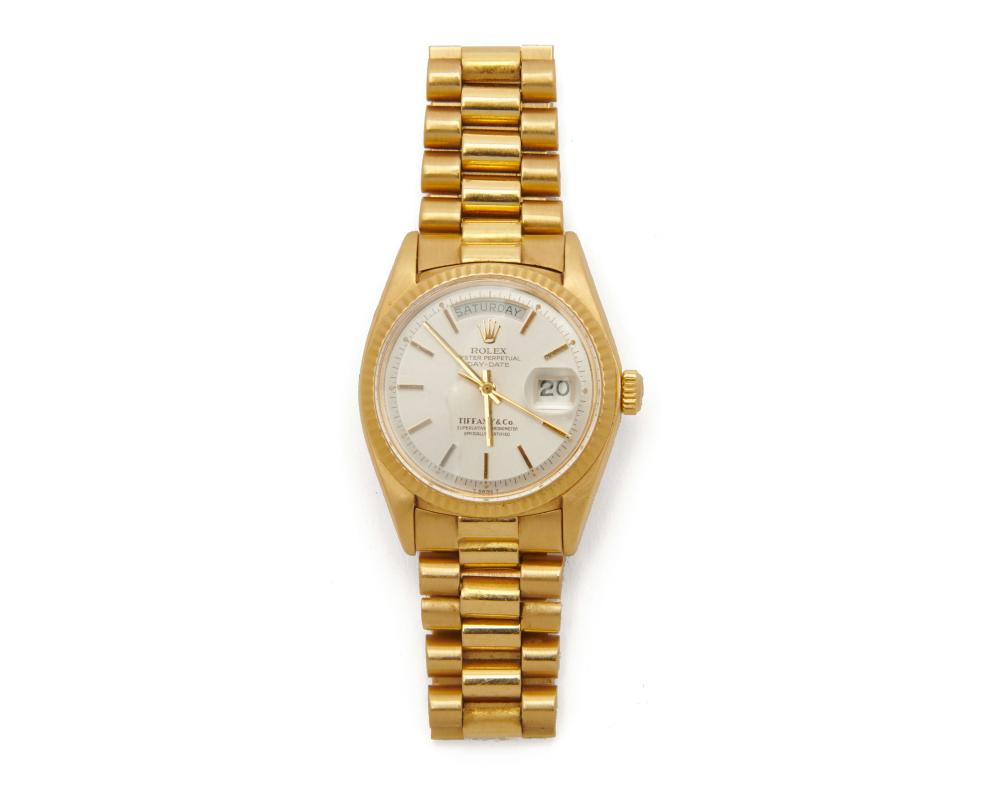 ROLEX, TIFFANY & CO. 18K "OYSTER