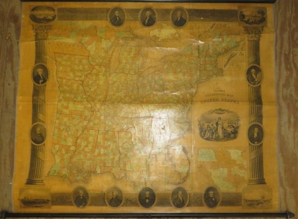 ROLLED WALL CHART MAP OF UNITED