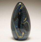 Rollin Karg blue glass paperwe