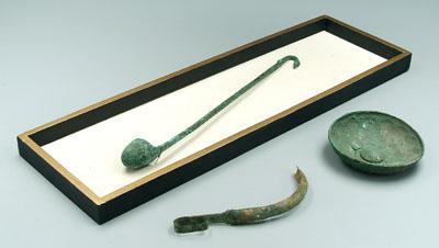 Roman bronze ladle, lamp: ladle,