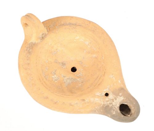 ROMAN EMPIRE TERRACOTTA OIL LAMP W/