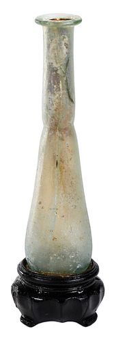 ROMAN GLASS BOTTLE WITH WOOD
