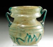ROMAN GLASS JAR APPLIED TEAL-G