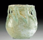 ROMAN GLASS JAR W/ APPLIED RIG