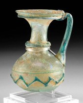 ROMAN GLASS PITCHER W/ ZIGZAG