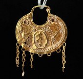 ROMAN GOLD REPOUSSE EARRING W/
