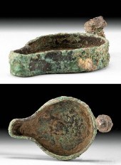 ROMAN LEADED COPPER OIL LAMP,