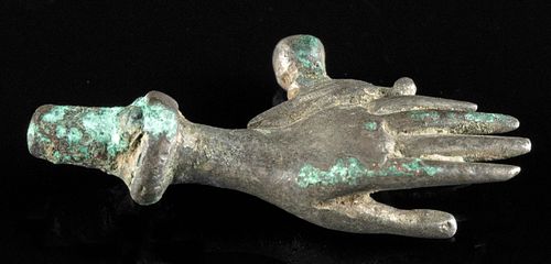 ROMAN SILVER HAND W/ BIRD VOTIVE