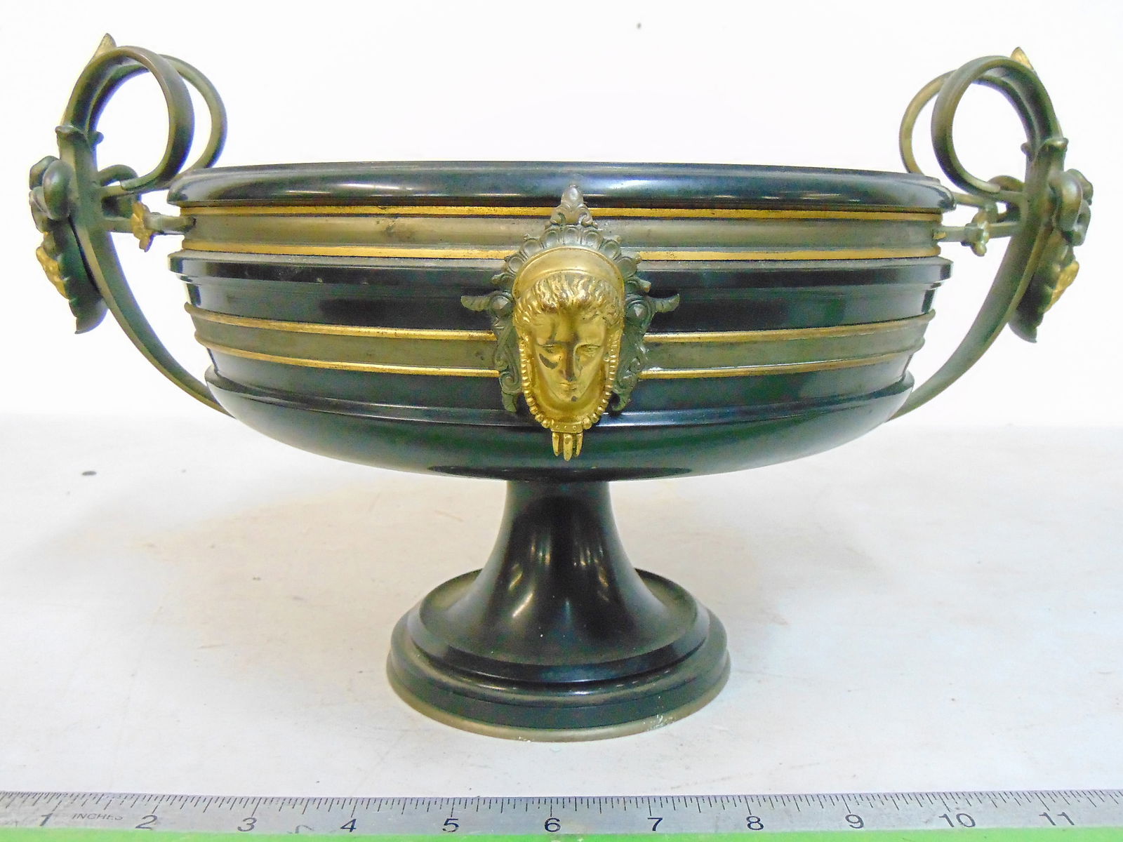 ROMANESQUE BRONZE MOUNTED BASALT