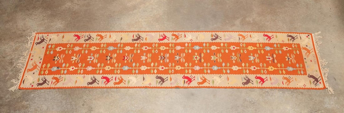 ROMANIAN KILIM RUNNER RUG WITH
