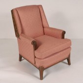 Romweber arm chair; carved woo