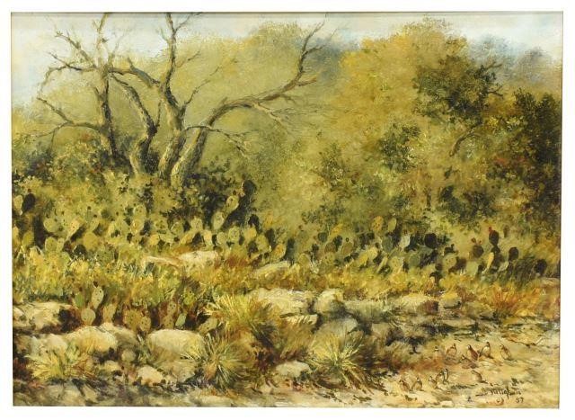 RON VAUGHAN (TX) QUAILS & CACTI OIL