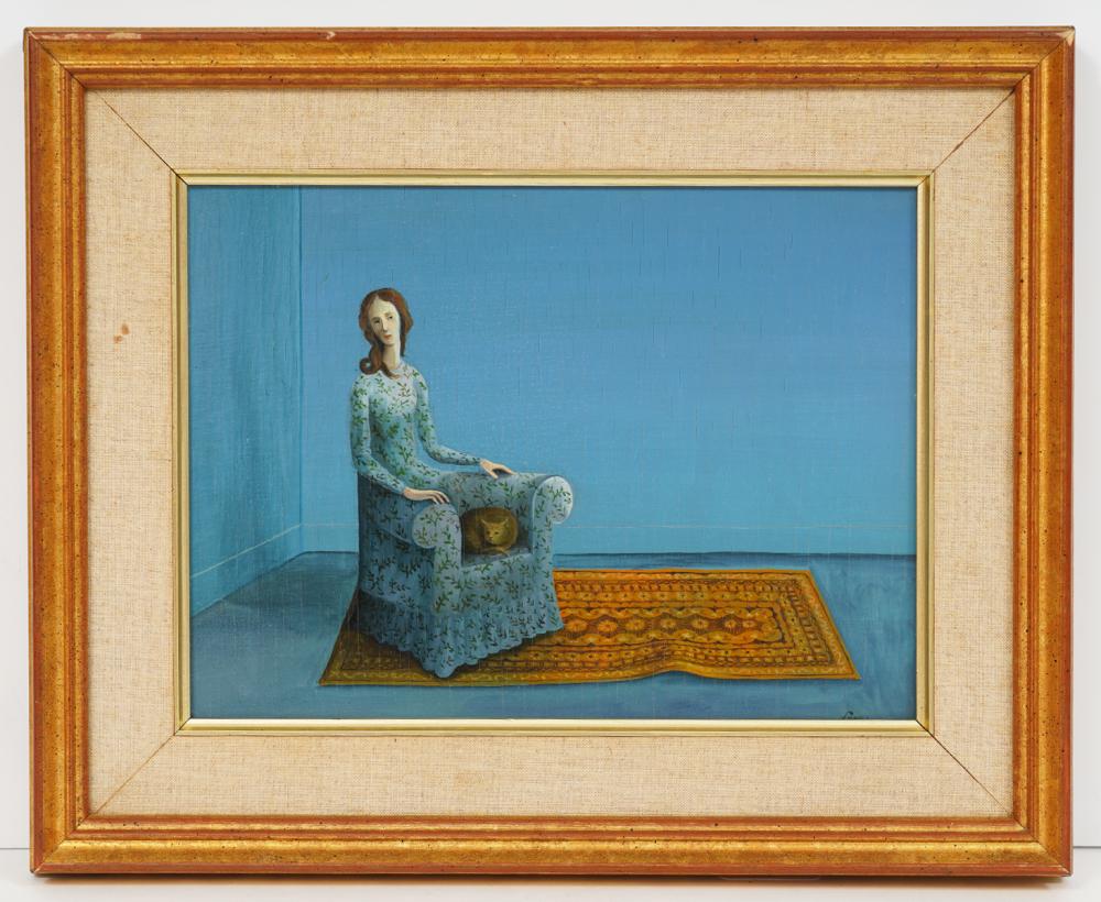 RONALD FERNS 'CHAIR LADY' OIL ON