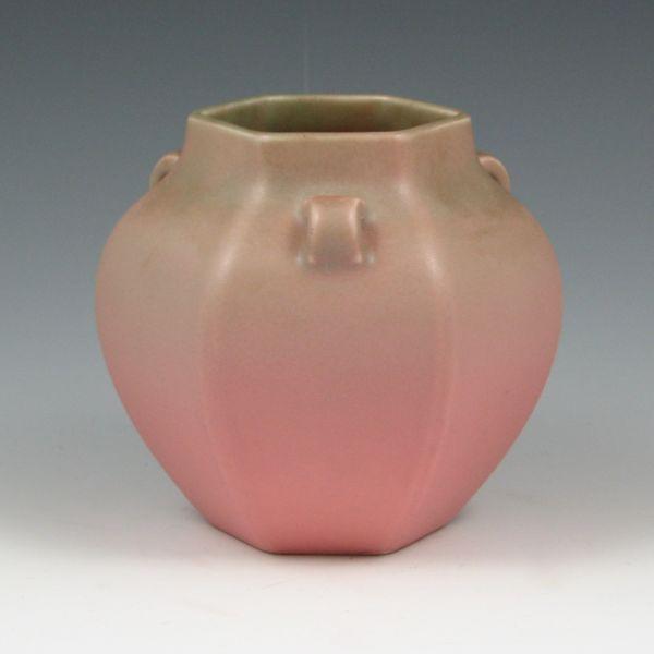 Rookwood handled vase in matte pink